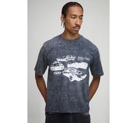 T-shirt oversize délavé à imprimé voiture homme - gris - L, gris