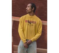 T-shirt oversize délavé à manches longues et imprimé aigle homme - jaune - L, jaune