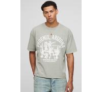 T-shirt oversize délavé à slogan Phoenix homme - kaki - L, kaki