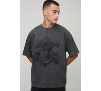 T-shirt oversize délavé imprimé Renaissance homme - washed charcoal - XS, washed charcoal