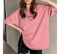 T-shirt oversize d'été à imprimé slogan "Mille CHEFS-D'ŒUVRE DU TRAVAILLEUR" avec épaules tombantes pour femmes, hauts preppy L,M,S,XLLettres,SloganÉtoffe