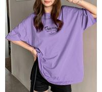 T-shirt oversize d'été à imprimé slogan "Mille CHEFS-D'ŒUVRE DU TRAVAILLEUR" avec épaules tombantes pour femmes, hauts preppy L,M,S,XL,XSLettres,SloganÉtoffe