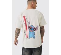 T-shirt oversize Disney délavé à imprimé Lilo et Stitch homme - ecru - M, ecru