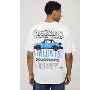 T-shirt oversize écru à imprimé voiture homme - ecru - M, ecru