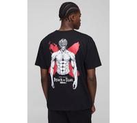 T-shirt oversize imprimé à imprimé Attaque des Titans homme - noir - M, noir