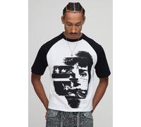 T-shirt oversize imprimé à manches courtes homme - noir - L, noir