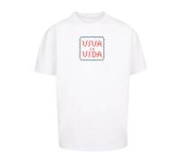 T-shirt oversize Merchcode Frida Kahlo - Pixels viva la vida Heavy Blanc M