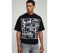 T-shirt oversize noir à strass homme - XS, noir