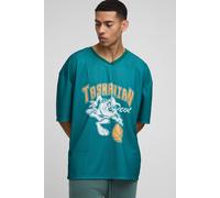 T-shirt oversize universitaire à imprimé Taz Mania homme - vert - M, vert