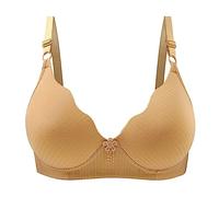 T Shirt Pack Soutien-gorge Femme Sans Anneau en Acier Mince Rayures Imprimés Décoration Respirant Collecte Sous-vêtements Confort Soutien-gorge Bustier Femme Ensemble, kaki, 40