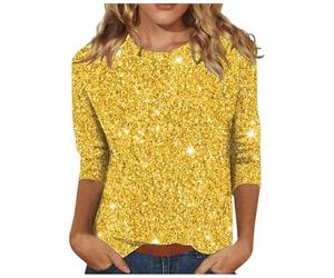 T-Shirt Paillettes Femme Graphique Matière Stretch Confortable Tenue De Soirée Décontractée Blanc Brillant Élégant Sans Irritation Cou Entretien Facile Style Glamour Décontracté Transition Saisonnière