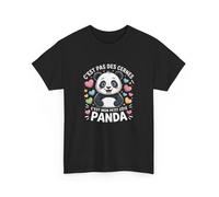 T-shirt Panda Drôle Noir Unisexe C’est Pas Des Cernes C’est Mon Petit Côté Panda Tee-shirt Mignon Coloré Coton S-3XL : Couleur XXL
