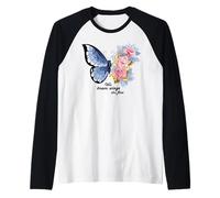 T-shirt papillon fleurs avec ailes courageuses She Flies Roses Top Manche Raglan