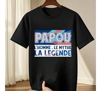 T-shirt Papou, T-shirt graphique Légendes et Mythes pour homme, col rond, 220 g/m², pur coton d'été, manches courtes (1 pièce) T-shirt à manches courtes et col rond pour homme, décontracté, imprimé, c