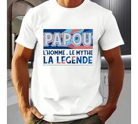 T-shirt Papou, T-shirt graphique Légendes et Mythes pour homme, col rond, 220 g/m², pur coton d'été, manches courtes (1 pièce) T-shirt à manches courtes et col rond pour homme, décontracté, imprimé, c
