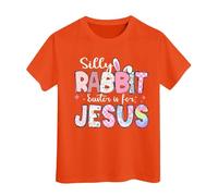T-Shirt Pâques pour Tout-Petits garçons et Filles - Mode voyageuse et décontractée pour Chasseur d’œufs et Lapin Haut enfantiste Confort Quotidien (Orange, 3-4 Years) #348