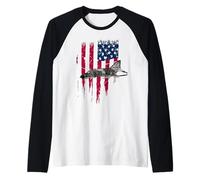 T-Shirt Patriotique F-4 Phantom The Mcdonnell Douglas Drapeau américain Manche Raglan