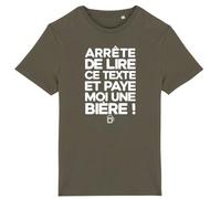 T Shirt Paye Moi Une bière - pour Homme - Imprimé en France - Coton 100% Bio - Cadeau Anniversaire Apéro Humour Original Rigolo (Kaki, L)
