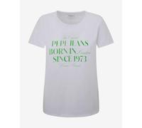 T-shirt Pepe Jeans Jasmine à manches courtes pour femme, blanc et vert. - L