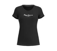 Pepe Jeans New Virginia T-shirt pour Femme Slim Fit Manches Courtes Noir