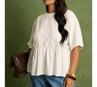 T-shirt Peplum Grande Taille 100% Coton Top Blanc Décontracté Coupe Ample Tenue d'Été Grande Taille Vacances Basiques Quotidien Voyage Aéroport Escapade Urbaine Élégant Chic Minimaliste à Porter avec 