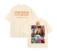 T-Shirt Permission to Dance on STAGE-LIVE2025 Imprimé Graphique Sup-Port Daily Cute Cotton Shirt(A-Beige,3XL)