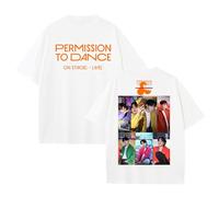 T-Shirt Permission to Dance on STAGE-LIVE2025 Imprimé Graphique Sup-Port Daily Cute Cotton Shirt(A-White,4XL)