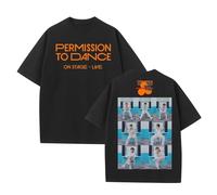 T-Shirt Permission to Dance on STAGE-LIVE2025 Imprimé Graphique Sup-Port Daily Cute Cotton Shirt(B-Black,2XL)