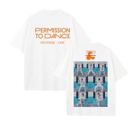 T-Shirt Permission to Dance on STAGE-LIVE2025 Imprimé Graphique Sup-Port Daily Cute Cotton Shirt(B-White,S)