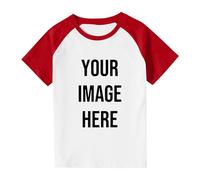 T-shirt personnalisé à manches courtes pour l'été - T-shirts imprimés avec photos et noms de texte - Chemisier unisexe personnalisé pour garçons et filles - Créez votre propre t-shirt pour enfants de
