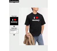 T-shirt personnalisé et personnalisable pour homme avec votre propre photo et texte imprimés dessus, ainsi qu'une photo de couple. C'est un cadeau personnalisé pour votre mari ou petit ami. J'AIME L'A