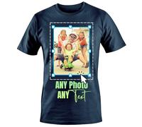 T-Shirt Personnalisé Homme Femme Photo Texte Impression sur Mesure Image Nom Message Cadeau Unique Anniversaire Couple Famille Unisexe Taille L Bleu Marine