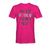T-Shirt Personnalisé Imprimé Manches Courtes Unisexe Homme Femme - Rose Fuchsia - M - Tout Texte Toute Couleur