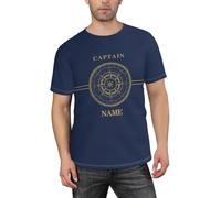 T-shirt personnalisé motif ancre de bateau personnalisé nom capitaine rayures nautiques t-shirt vintage humour bateau t-shirt court pour homme Crew, Chemise de capitaine nautique - 11, taille unique