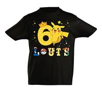T-Shirt Personnalisé pour Enfants Fans de Pokémon - Lettres en Forme de Personnage, Anniversaire ou Texte avec Numéro - Prénom et Âge Imprimés