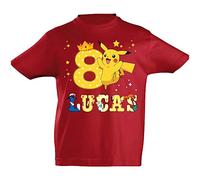 T-Shirt Personnalisé pour Enfants Fans de Pokémon - Lettres en Forme de Personnage, Anniversaire ou Texte avec Numéro - Prénom et Âge Imprimés