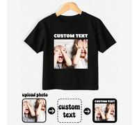 T-shirt personnalisé pour filles, téléchargez une photo/photo de groupe/photo de bébé, entrez un texte/un nom/des vœux d'anniversaire/un message, personnalisation d'uniformes d'équipe et de vêtements 