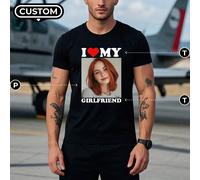 T-shirt personnalisé pour hommes avec l'impression "J'aime", cadeau d'anniversaire. Style unique, à la mode et décontracté, convient pour un port quotidien, élégant, vêtement décontracté personnalisé,