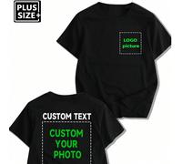 T-shirt personnalisé pour hommes grande taille, entrez votre texte/souhaits/texte amusant, téléchargez une photo de votre amoureux/meilleur ami/animal de compagnie/paysage, personnalisez un t-shirt no