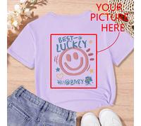 T-shirt personnalisé pour jeune fille - Dessin/Image/Anniversaire Logo personnalisé/Photo/Motif, Logo d'équipe, Logo de groupe, Famille, Animal de compagnie, ou n'importe quoi peut être personnalisé -