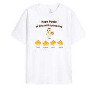 T-Shirt Personnalisé Prénom - Papy Poule, Papa Poule Et Ses Enfants - Cadeau Papa, Cadeau Papi, Cadeau Noel, T Shirt Papi, Tshirt Papa, Tee Shirt Papa, Tshirt Fete des Peres