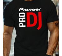T-shirt Pioneer Pro DJ pour homme, col rond, 220 g/m², pour l'été, en pur coton, manches courtes (1 pièce) T-shirt homme à col rond et manches courtes, décontracté, imprimé, confortable, doux, respira