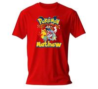 T-Shirt Pokémon personnalisé avec nom personnalisé Ash & Pokemon - T-Shirt Pokémon PokeMaster