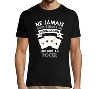 T-shirt - Poker - Ne jamais sous-estimer un Quinquagénaire - Noir - Manches courtes - Regular S