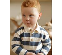 T-shirt polo bébé rayé manches longues bleu grisé 3M(60CM)