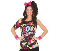 T-Shirt Polyester Fan Des Années 80 Coloré Femme Multicolore