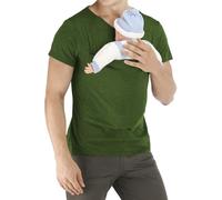 T-shirt porte-bébé pour homme - Col en V - Manches courtes - Pour homme - Pour l'été - Loisirs - Kangourou - Papa - Porte-bébé - Col en V - Manches courtes - Pratique et confortable, vert, S