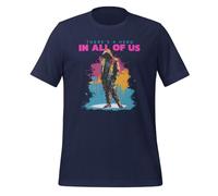 T-shirt pour adulte « There's a Hero in All of Us » de style urbain, bleu marine, S