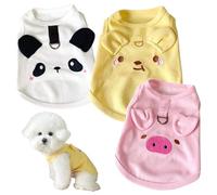 T-Shirt pour Chien, 3 pièces pour Petit Chien avec Anneau en D, vêtements Doux et Respirants avec Motif Cochon, Ours et Panda, débardeur sans Manches pour Animal Domestique S 3-2, kg