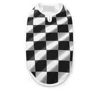 T-shirt pour chien à motif drapeau à carreaux noir et blanc, séchage rapide, respirant, doux, extensible, sans manches, taille L